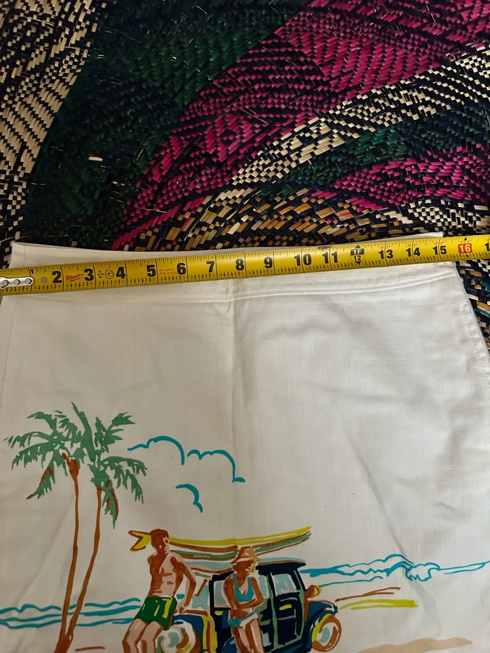 J. Crew White Linen Beach Swim Cover-Up with Colorful Surf Graphic